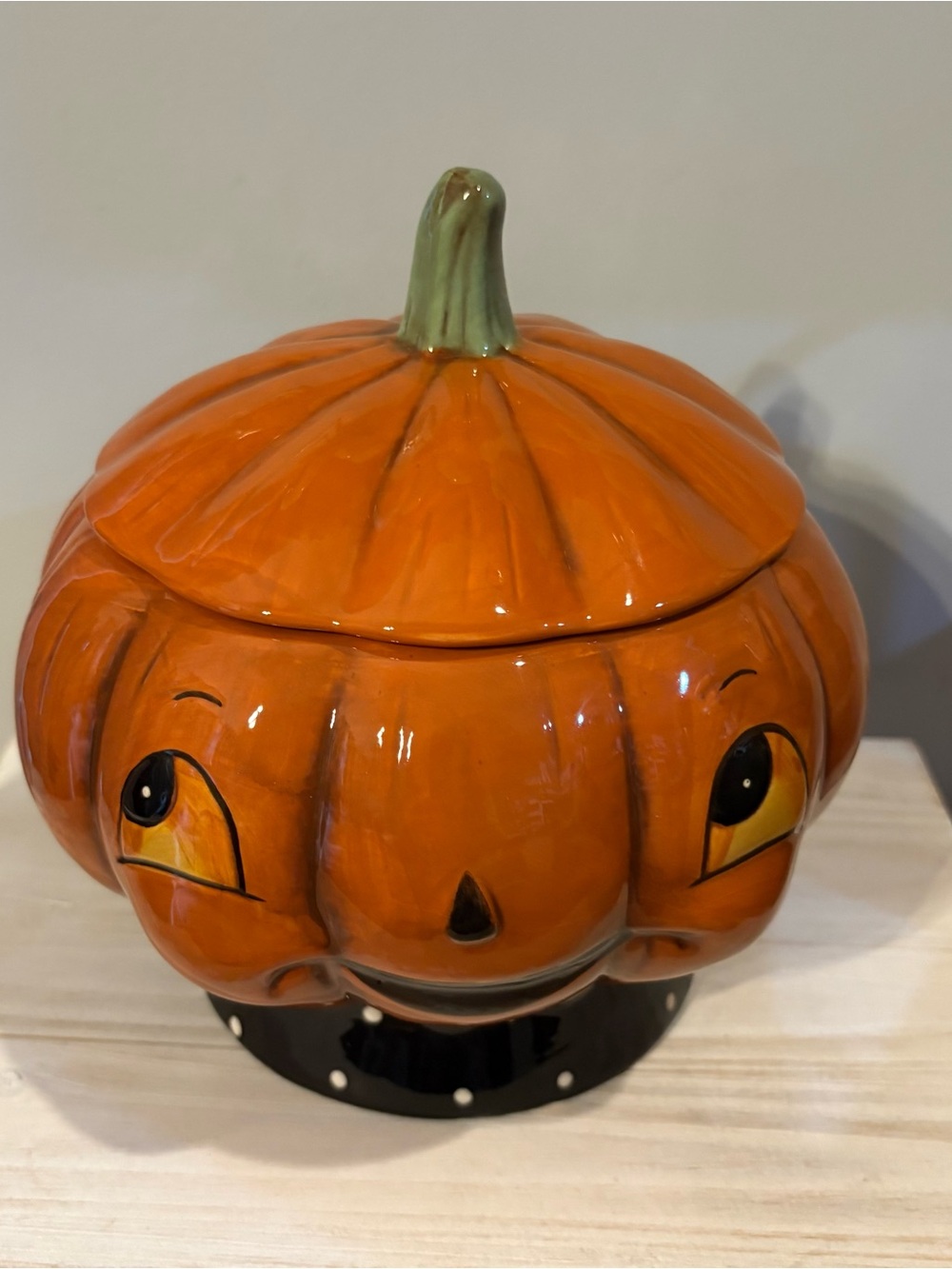Johanna Parker Orange Pumpkin Ceramic Decorative Canister